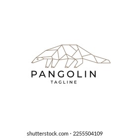 Abstract linear pangolin logo design vector template