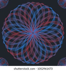 Abstract linear pattern on dark background. Continuous seamless vector pattern.