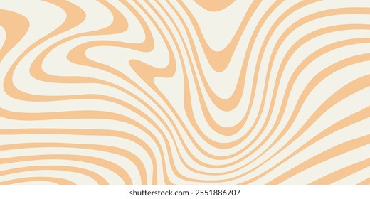 Abstract linear pattern with optical illusion effect. Retro background with distorted wavy psychedelic texture