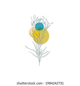 Abstract Linear Peacock Feather.Pavonine Feather peacock bird hand drawn designer elements.Stock vector illustration isolated on white background.Doodle clipart.