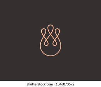 Abstract linear people team icon logo. Family crown vector symbol logotype.