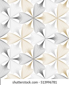 Abstract linear petal flower. Vector pattern