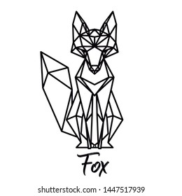 Abstract linear polygonal fox. Vector. Geometric animal tattoo. wall decoration