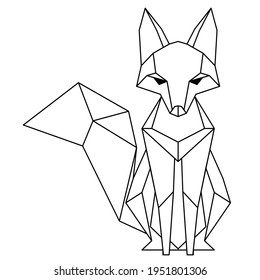 Abstract linear polygonal fox. Vector. Geometric animal tattoo. wall decoration. Contour for tattoo, logo, emblem and design element.