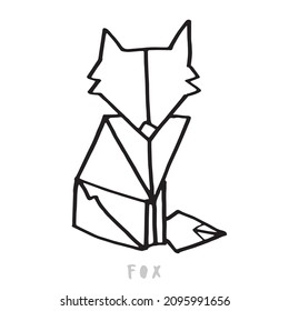 Abstract linear polygonal fox,Abstract outline fox. Hand drawn minimalism style