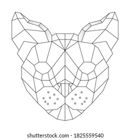 Abstract linear polygonal head of a cat. Contour for tattoo, logo, emblem and design element.