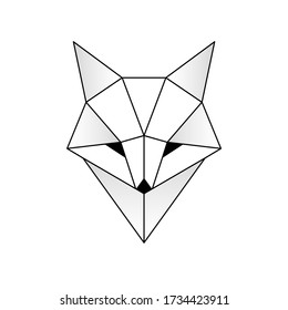 Abstract linear polygonal head of a fox. Contour for tattoo, logo, emblem and design element.