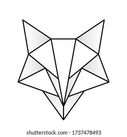 Resumen de la cabeza poligonal lineal de un zorro. Contorno para tatuajes, logotipo, emblema y elemento de diseño.
