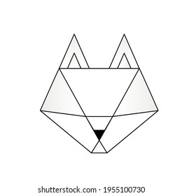 Abstract linear polygonal head of a fox. Contour for tattoo, logo, emblem and design element.