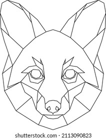 Abstract linear polygonal head of a fox. Vector. Geometric animal tattoo.