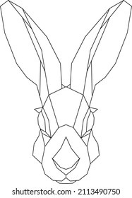 Abstract linear polygonal head of a hare. Vector. Geometric animal tattoo.