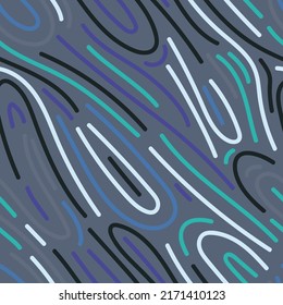 Abstract linear seamless pattern. Doodle style. Hand drawn line endless wallpaper. Design for fabric, textile print, wrapping, cover. Children hand drawn vector illustration
