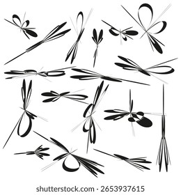 Abstract linear shapes. Artistic brush strokes. Dynamic geometric forms. Hand drawn Vector