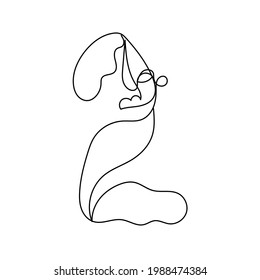 abstract linear silhouette of man in minimalistic simple style. vector drawing for logo, advertising, stickers. one line. 