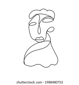 abstract linear silhouette of man in minimalistic simple style. vector drawing for logo, advertising, stickers. one line. 