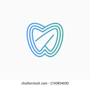 Símbolo del vector del logotipo dental de estilo lineal abstracto.