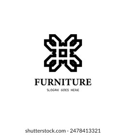 Abstract linear style interior and furniture design template vector