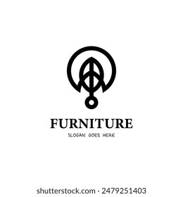 Abstract linear style interior and furniture design template isolated