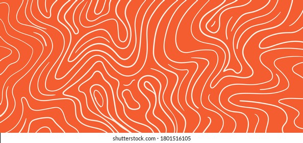 Abstract Linear Stylized Salmon Fish Fillet Texture. Vector Background for Fish Packaging, Sushi Restaurants and Menu Design