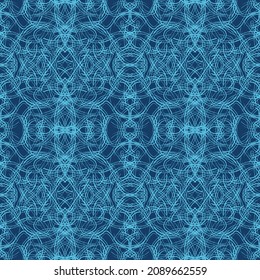 patrón de ornamento azul de encaje lineal abstracto