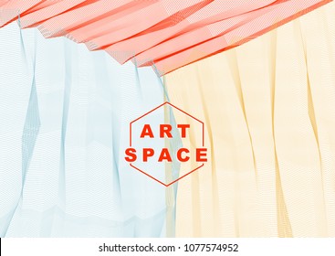 Abstract linear textured vector art background for design, psycho hypnotic futuristic 3d space inside the box or room. Fantastic psychedelic trendy modern op art, optical dimensional illusion.