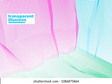 Abstract linear textured vector art background for design, psycho hypnotic futuristic 3d space inside the box or room. Fantastic psychedelic trendy modern op art, optical dimensional illusion.