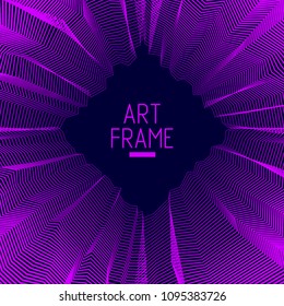 Abstract linear textured vector art background for design, psycho hypnotic futuristic 3d space inside the box or room. Fantastic psychedelic trendy modern op art, optical dimensional illusion.