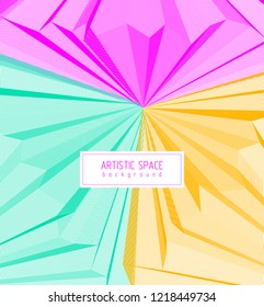 Abstract linear textured vector art background for design, psycho hypnotic futuristic 3d space inside the box or room. Fantastic psychedelic trendy modern op art, optical dimensional illusion.