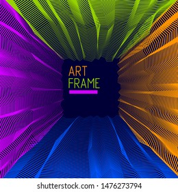 Abstract linear textured vector art background for design, psycho hypnotic futuristic 3d space inside the box or room. Fantastic psychedelic trendy modern op art, optical dimensional illusion.