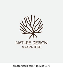 abstract linear tree logo design template - vector