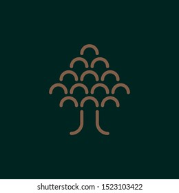 Abstract linear tree logo design vector template
