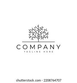 abstract linear tree vector logo design