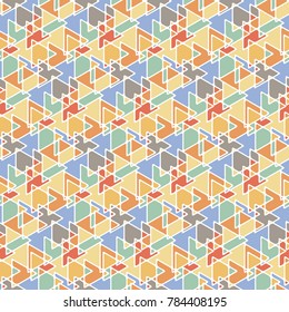 Abstract linear triangle seamless pattern. Vector colorful endless ornament