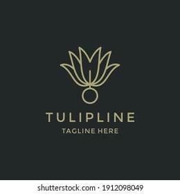 Abstract linear tulip icon. Flower bud symbol. Beauty, spa salon, cosmetics or boutique logo.