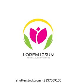 Abstract linear tulip icon. Flower bud symbol. Beauty, spa salon, cosmetics or boutique logo.