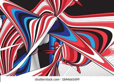Abstract linear vector background with waves and stripes on dark background. An example of abstraction of the waves for a website or poster.