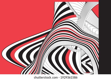 Abstract linear vector background with waves and stripes on dark background. An example of abstraction of the waves for a website or poster.