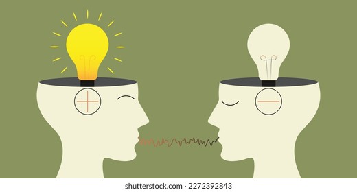 Abstract linear Vector for mental healthcare therapy, medicine flyer, banner, brochure, poster and education, business concept. human head with light bulb.