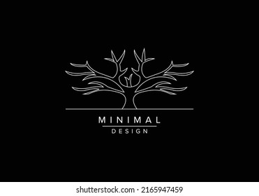 Abstract linear vector tree logo icon design. Universal luxury symbol. Creative tree sign logotype.