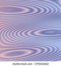 Abstract linear waves background with moire effect of lines blending. Dynamic colored vector design for books, websites, accessories for phones and tablet, background saver, image for blog.