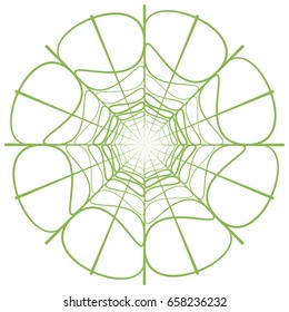 Abstract linear web green circle. Vector illustration with greenery - color of the year