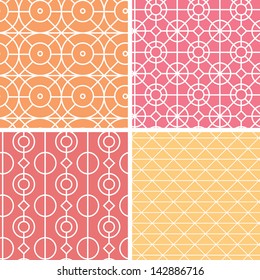 Abstract lineart geometric seamless patterns set