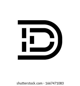 abstract lineart letter D logo template