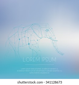 Abstract lined graphic geometric elephant for use in design for card, posters, banners, placards, brochures, wallpapers, web or billboard covers