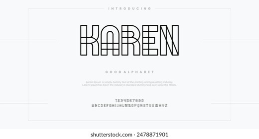 Abstract lined minimal modern alphabet fonts. Typography technology vector illustration