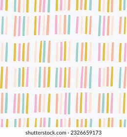 Abstract Lined pattern in retro style. Seamless texture with hand drawn lines. Colourful geometric repeating background