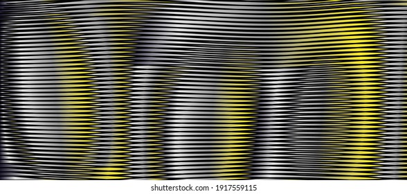 Deformación abstracta de textura con efecto curvado y metálico en medio tono gris oscuro. Salvapantallas de fondo monocromo para decoración interior, aplicaciones móviles, tarjeta de visita, imagen de blog, afiche.