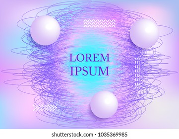 Abstract lines and 3d balls on colorful background.Modern vector illustration.