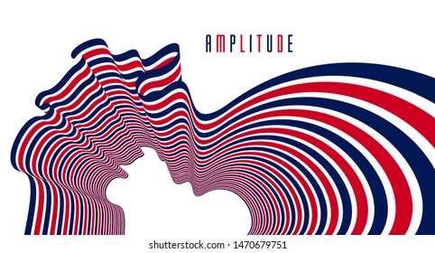 Abstract lines in 3D dimensional perspective abstract vector background, cool funky design layout, 70s retro template.