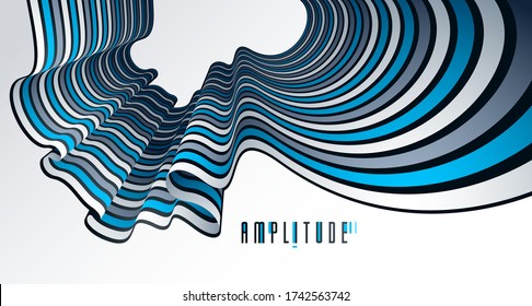 Abstract lines in 3D dimensional perspective abstract vector background, cool funky design layout, 70s retro template.